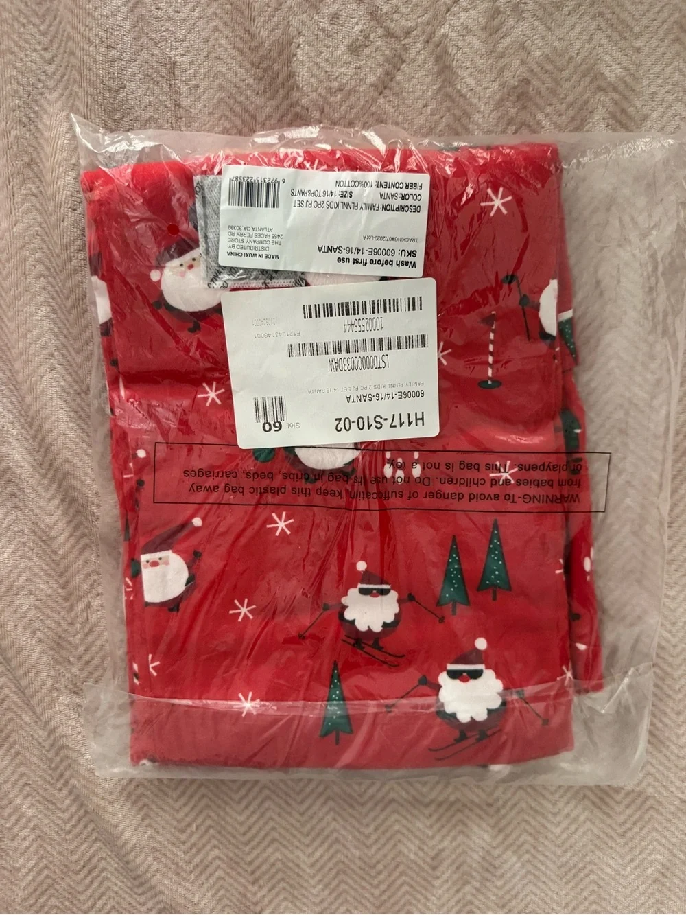 NWT The Company Store Kids' Red Santa Print Pajama Set - size 14-16